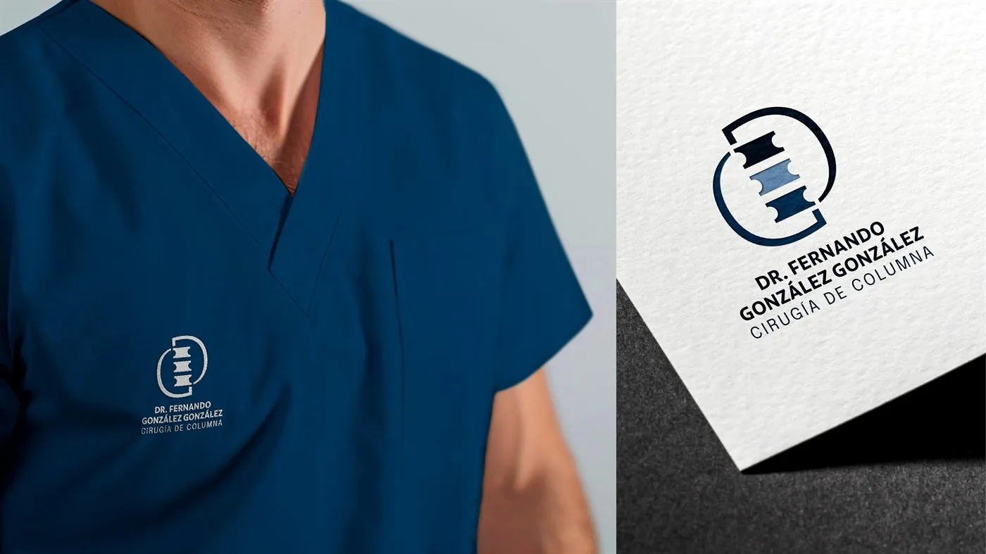 Mockup de uniforme y tarjeta con branding médico
