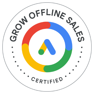 Insignia de certificación Google Ads para aumentar las ventas offline obtenida por CLÍNICA MKT